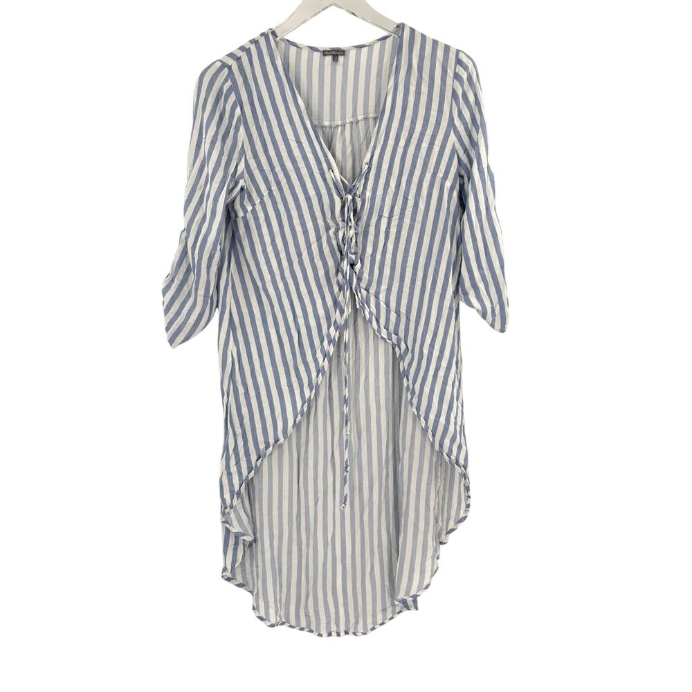 CHARLOTTE RUSSE Top Size M Tunic Blue White Stripe Light Resort Wear